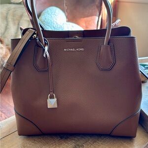 Michael Kors Chestnut Brown Pebbled Leather Satchel